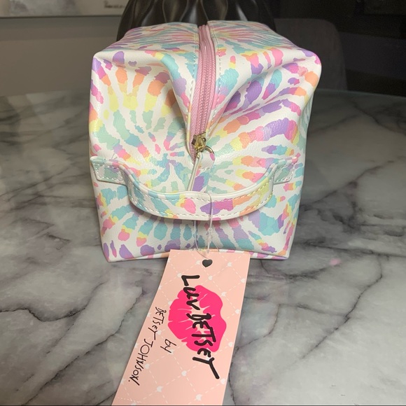 Luv Betsey by Betsey Johnson Pastel Tye Dye Faux Leather Cosmetic Bag - Picture 5 of 10